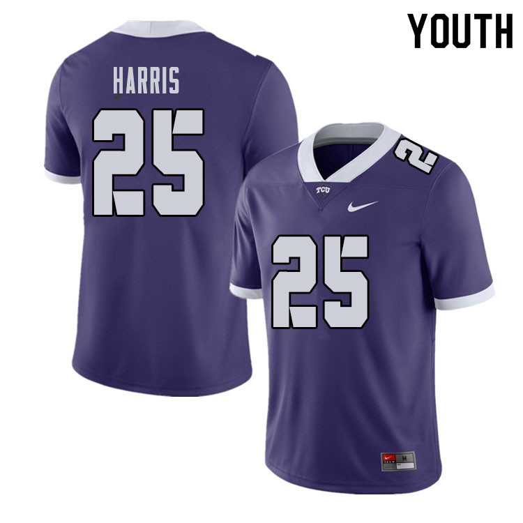Youth #25 Wyatt Harris TCU Horned Frogs College Football Jerseys Sale-Purple